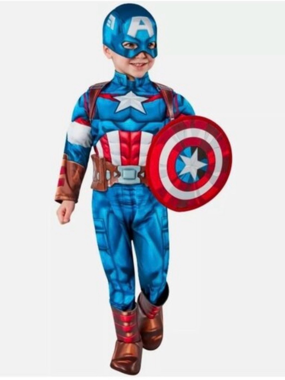 Marvel Captain America Deluxe Costume – Kids Size 3–5 Years